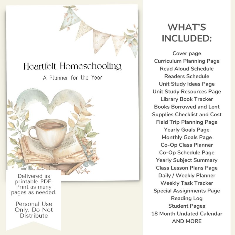 Heartfelt Homeschool Planner- "Coffee House"